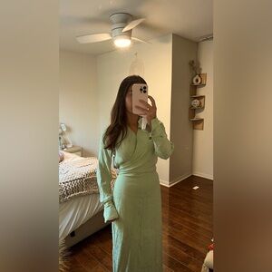 Elegant Holzweiler wander jacquard maxi wrap dress small